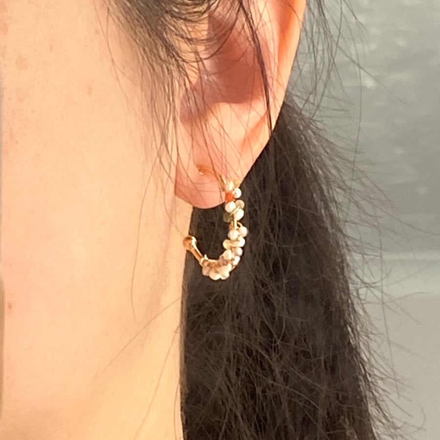 Freshwater pearl and colourful gemstone earrings 