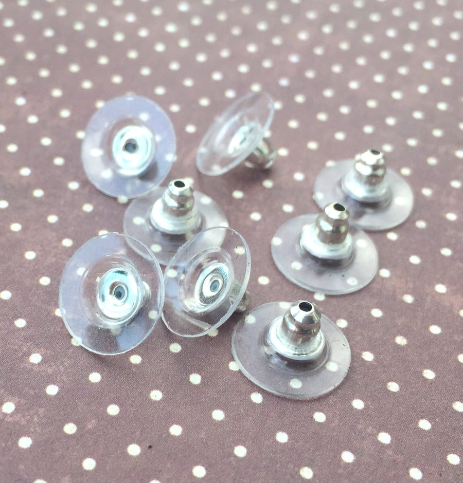 Pack of 20  Silver Plated and Plastic Earring Backs Ear Post Stoppers