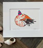 Nautilus "Ready to Party" Original Handprinted Lino Print Mounted