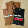 Credit card wallet, black leather card wallet, tan leather travel card wallet