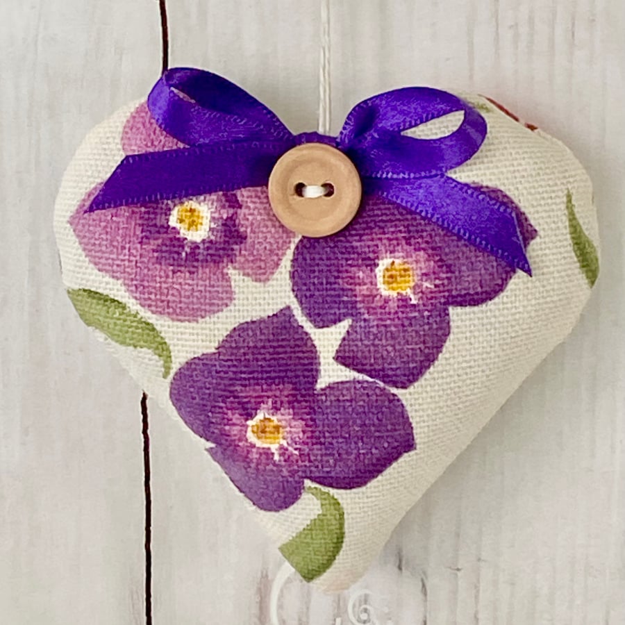 EMMA BRIDGEWATER WALLFLOWER FABRIC HEART - lavender