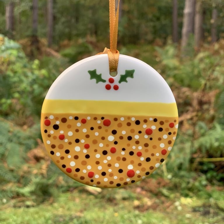 Hand painted Ceramic Christmas Cake Hanging Decoration, Xmas Hanger