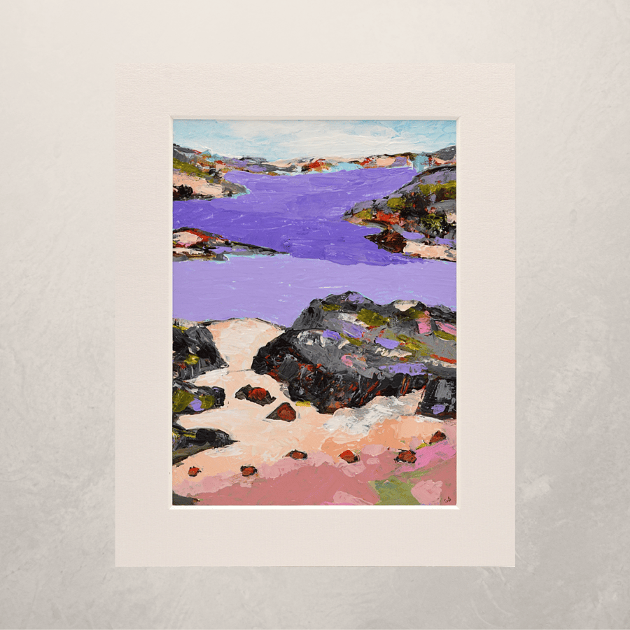 An Abstract Painting of Coral Beach, Skye. 10x8 inches.