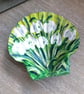Snowdrops handpainted king scallop shell trinket dish - Image 2