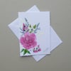 hand painted floral blank greetings card ( ref FA32 G3 )