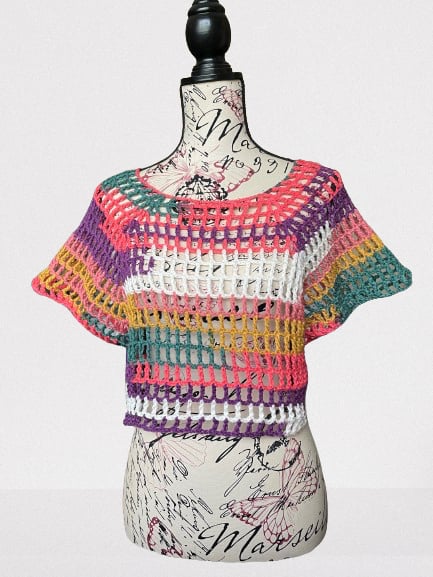 Colourful Crochet Cover Up Mesh Top
