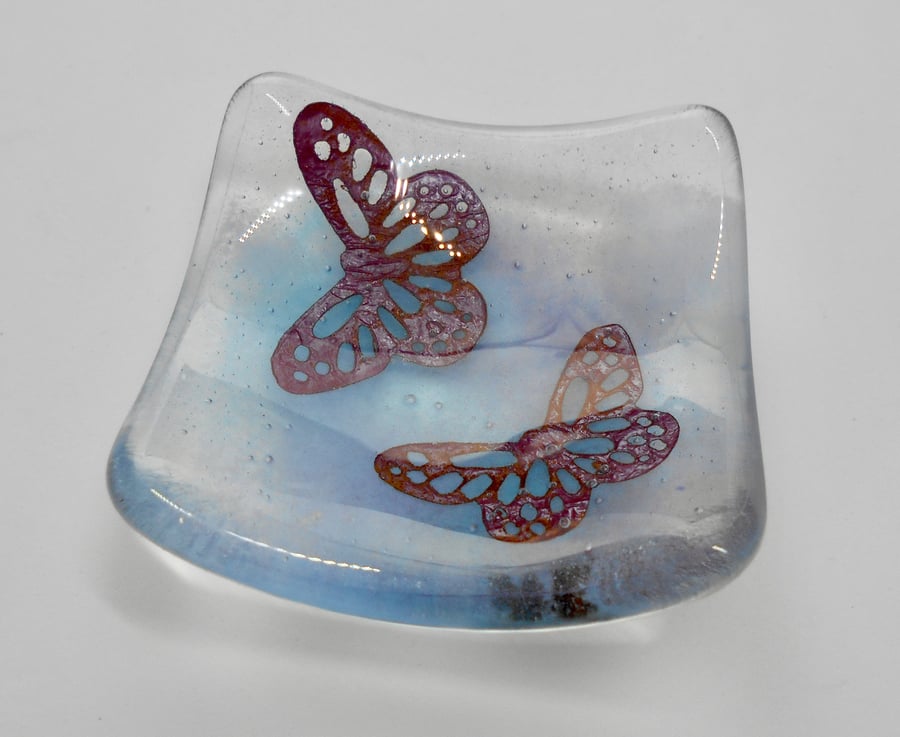 Fused Glass Butterflies Dish