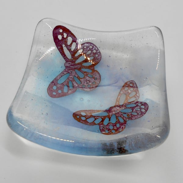 Fused Glass Butterflies Dish