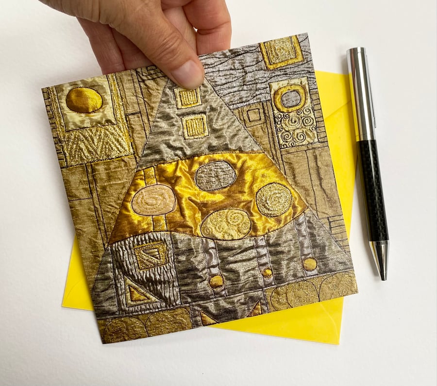 Christmas abstract golden patterned tree printed greetings card.  