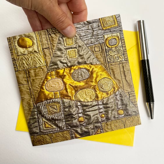 Christmas abstract golden patterned tree printed greetings card.  