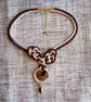 Coffee Agate Pendant Chinese Coin Knot Double Rope Necklace 18 Inch - Image 1