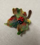 Handmade Felted Wool Autumn Leaf Brooch with Ladybird