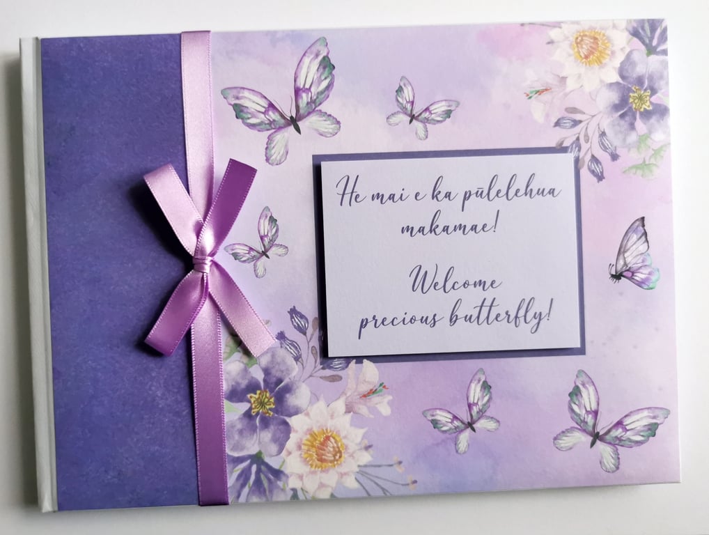 Butterfly birthday guest book, lilac butterflies guest book, butterfly party 