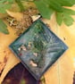 Botanical Art Pendant, wearable artwork pendant  in green