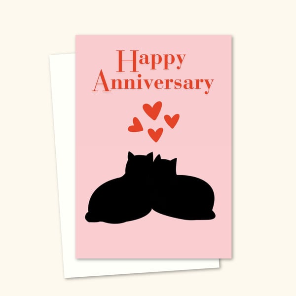 Black Cats Anniversary Card: Cat Lover Card - Blank Inside (703)