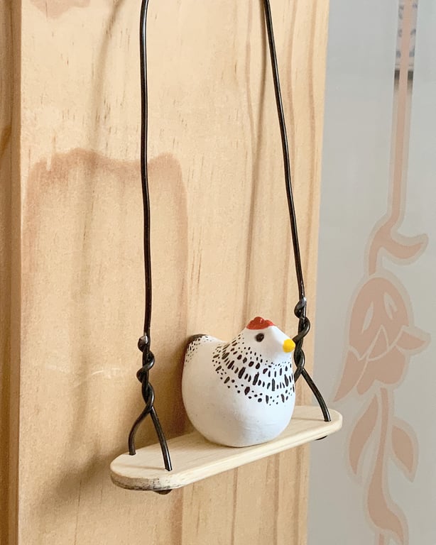 Polymer Clay Chicken. Christmas Tree Decorations. Hanging Decoration. Chickens.