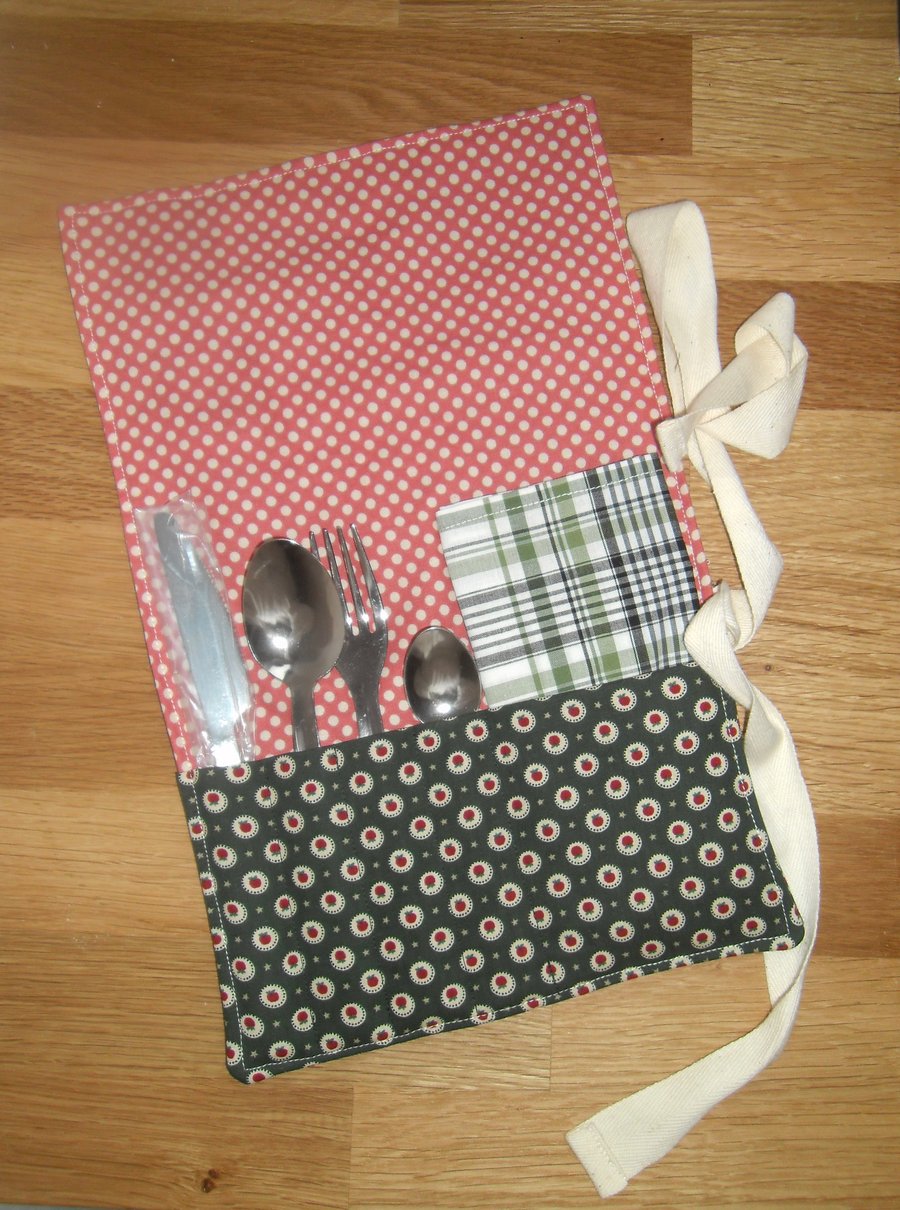 Cutlery wrap roll with napkin serviette eco-friendly 