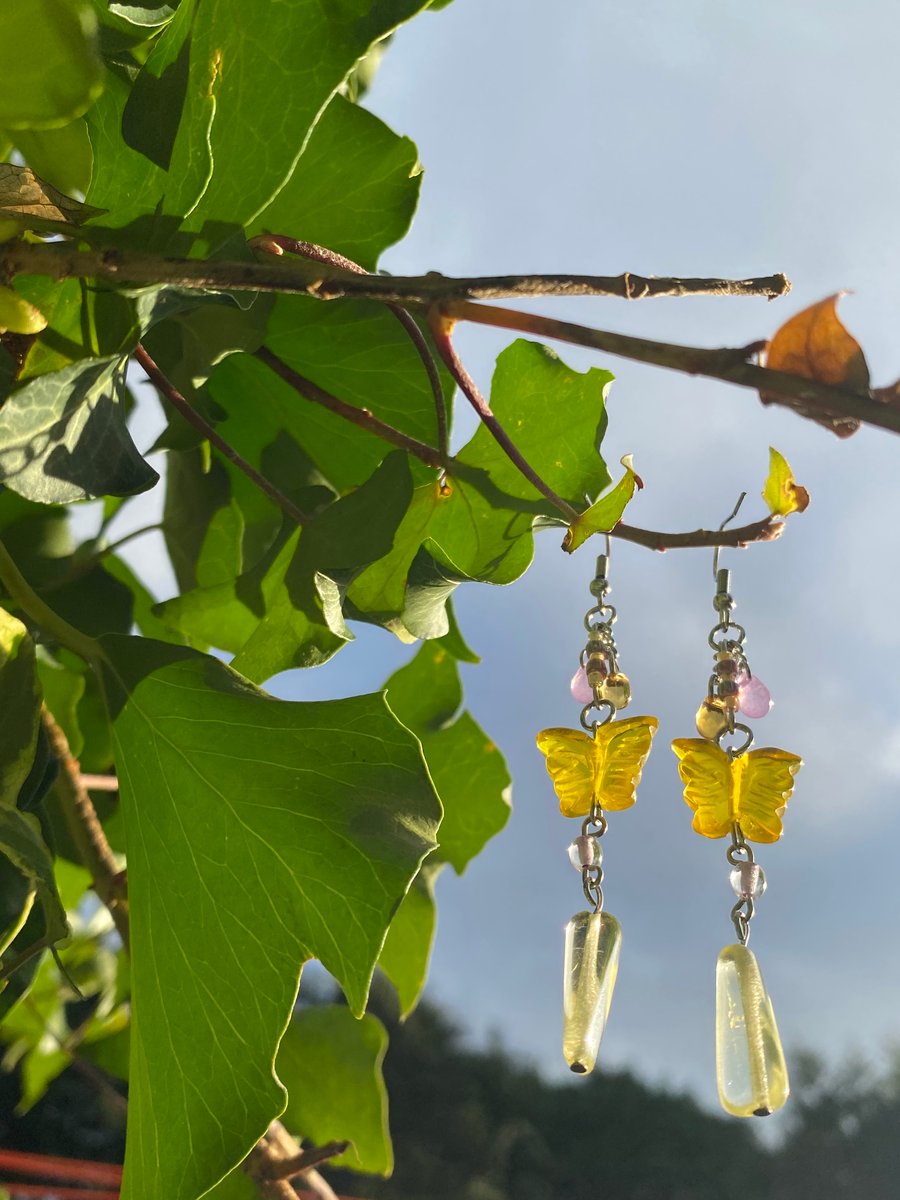 Saffron - Yellow Quartz Butterfly Earrings 