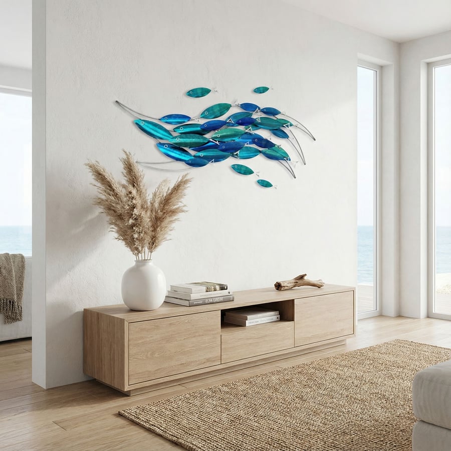 Modern Coastal Fish Wall Sculpture – Customizable Nautical Art 