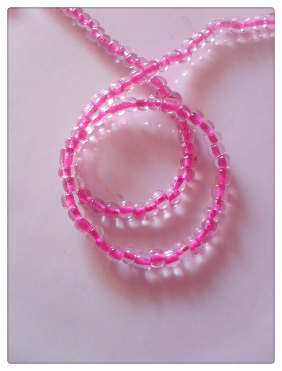 500 x Glass Seed Beads - Colour-Inside - 4mm - Hot Pink 