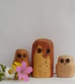 Hand carved wooden owls
