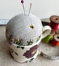 Repurposed hellebore cup embroidered pin cushion - Image 3