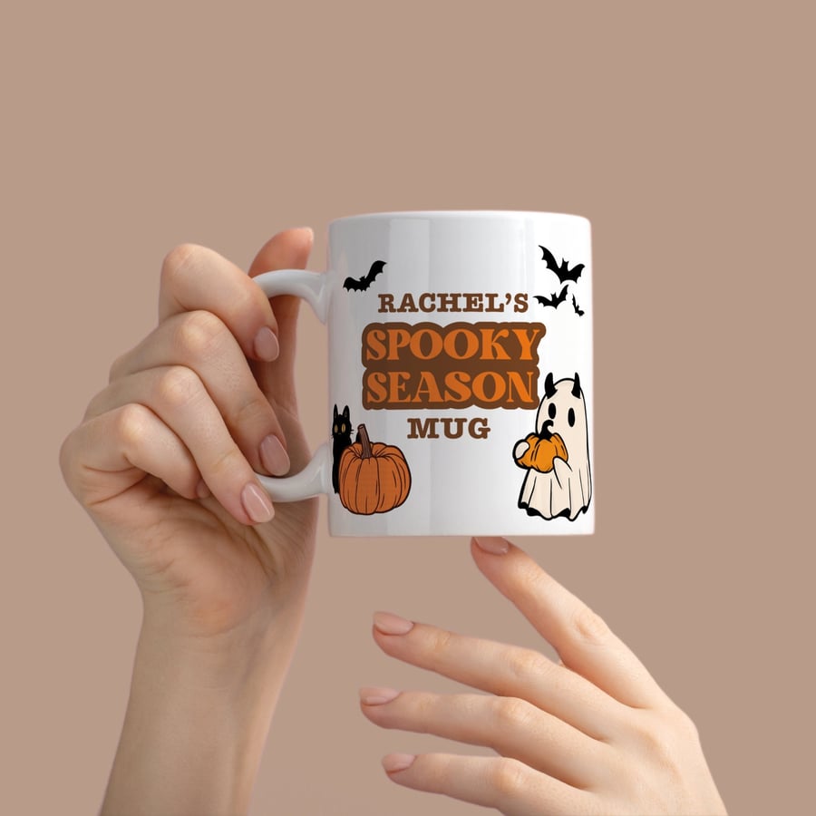 Personalised Spooky Season Mug - Autumnal Vibes, Cute Seasonal Quote, Halloween