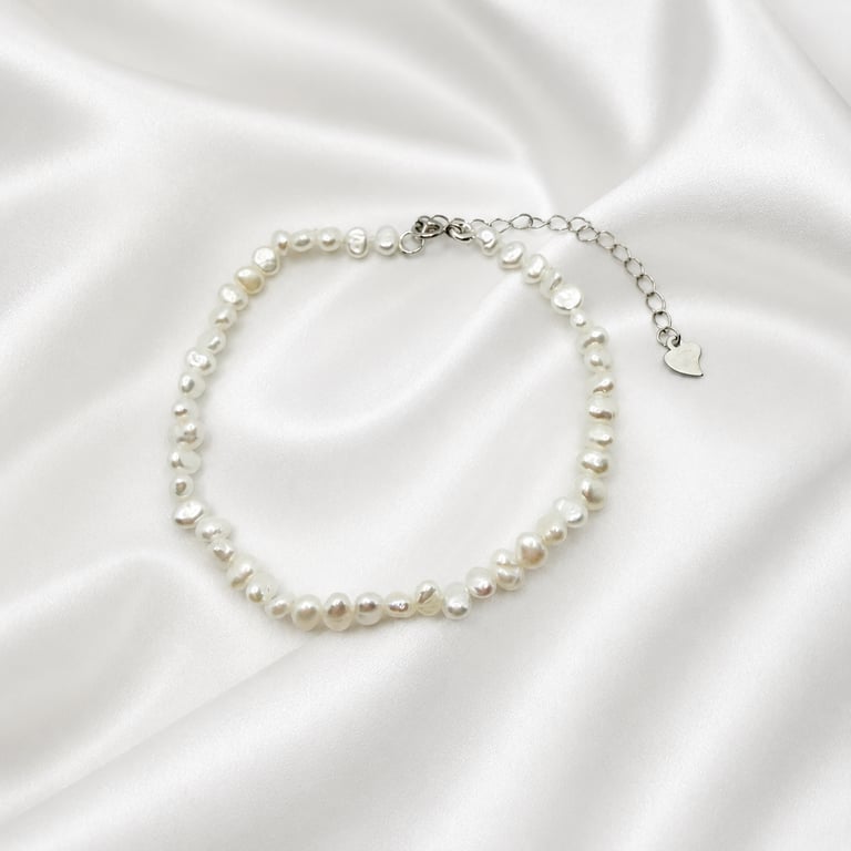 Lovely Irregular Pearl and Sterling Silver Bracelet