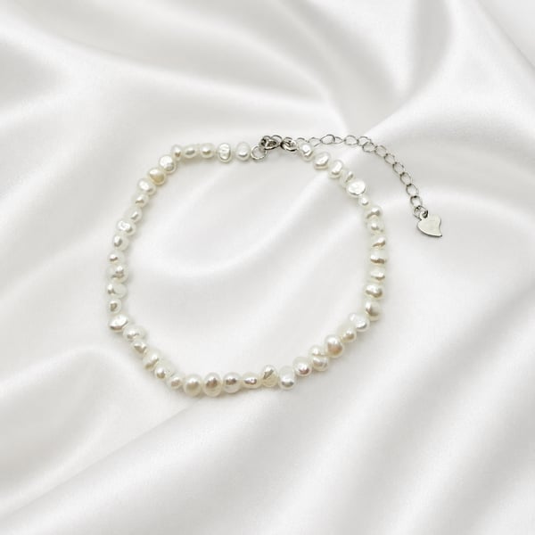 Lovely Irregular Pearl and Sterling Silver Bracelet