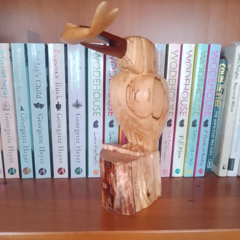 Handmade Carved wooden  kingfisher 