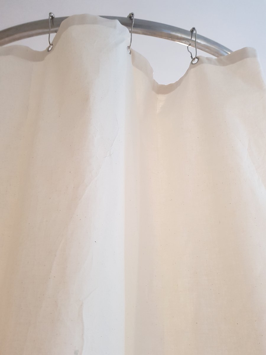 Natural Organic Cotton Calico Shower Curtain, washable non-waxed