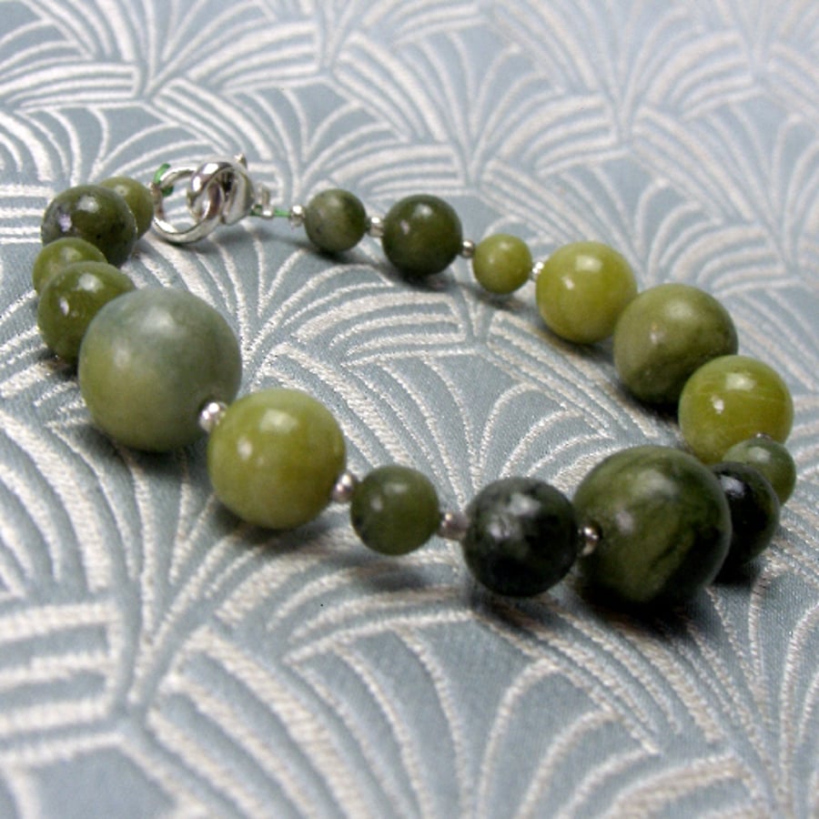 Jade Bracelet, Green Jade Semi-Precious Stone Bracelet design BB08