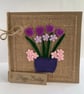 Handmade Birthday Card. A pot of purple and pink flowers from wool felt. - Image 1