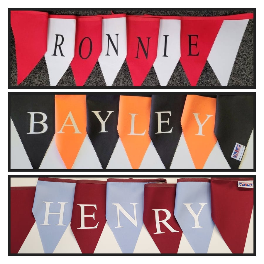 Personalised football bunting - Add any name printed onto flags with their favou