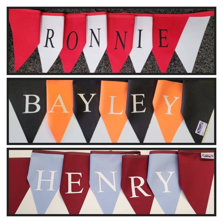 Personalised football bunting - Add any name printed onto flags with their favou