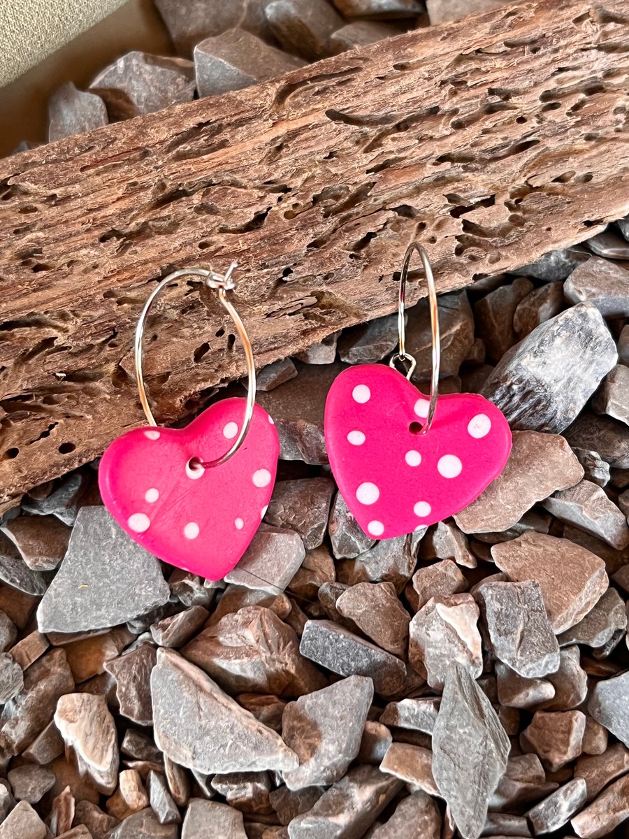 Polymer clay 2024 heart earrings