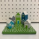 Handpainted Ceramic Winter Houses, Christmas Scene Ornament