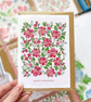 Pink Floral 'Happy Birthday' Card, Elegant Card, Colourful card for her