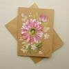 hand painted floral blank greetings card ( ref FA129 B1)