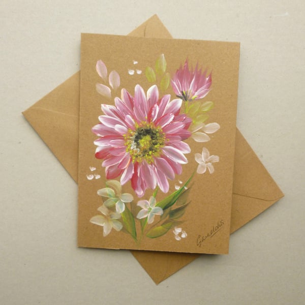 hand painted floral blank greetings card ( ref ... - Folksy