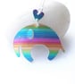 Elephant pendant necklace in rainbow stripes with heart - Image 4