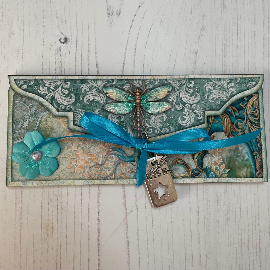 SOLD - Folio Wallet - Dragonfly Dreams, tear off note pages - PB11