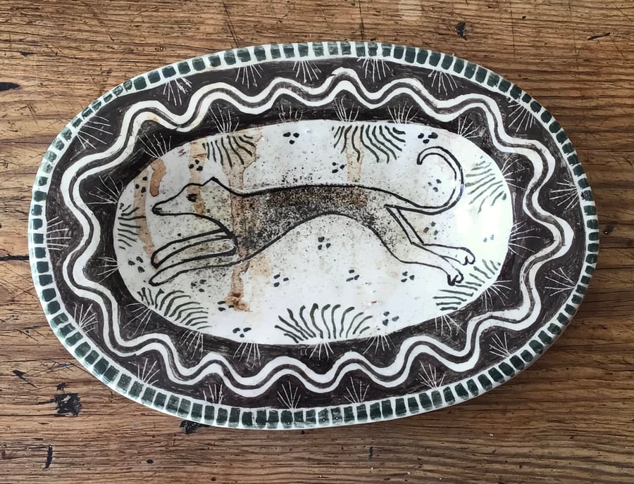 Oval Earthenware Greyhound Dish 