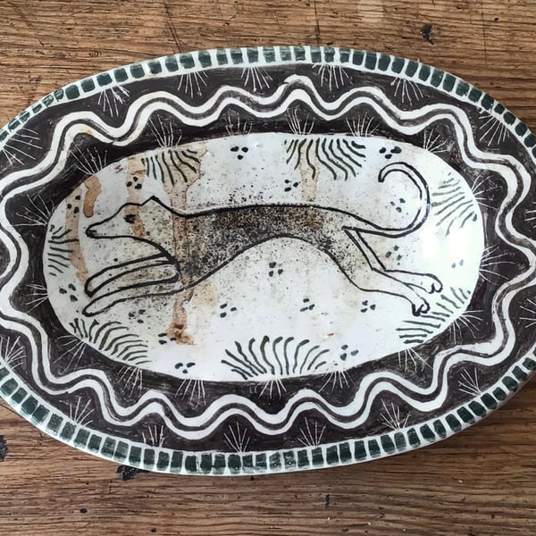 Oval Earthenware Greyhound Dish 
