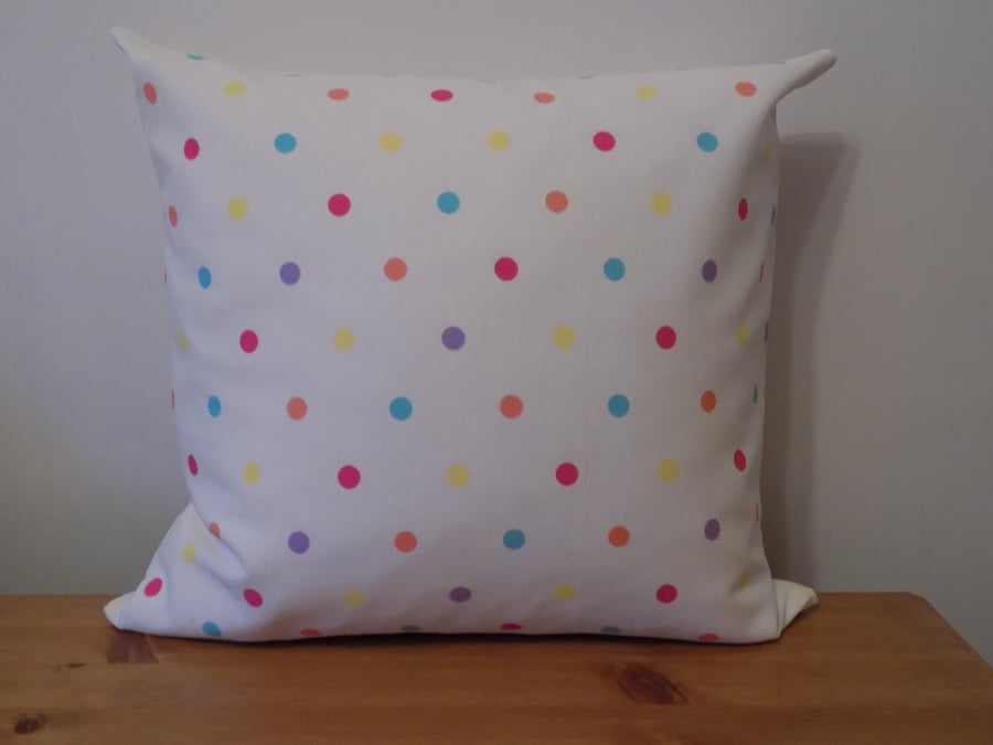 'Dotty Sunshine' Cushion Cover, Polka Dot Throw Pillow, Spots Dots Pillow, 16"