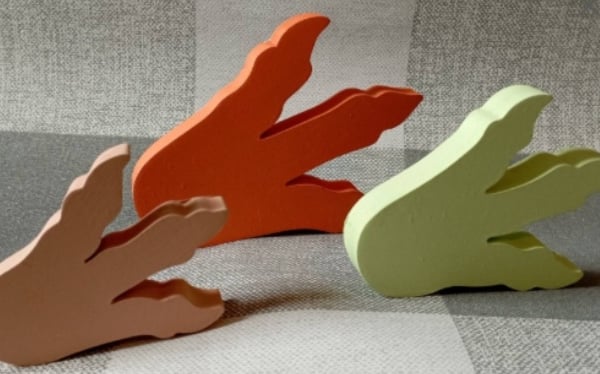 Wooden dinosaur footprints, children's bedroom decor, dinosaur theme 