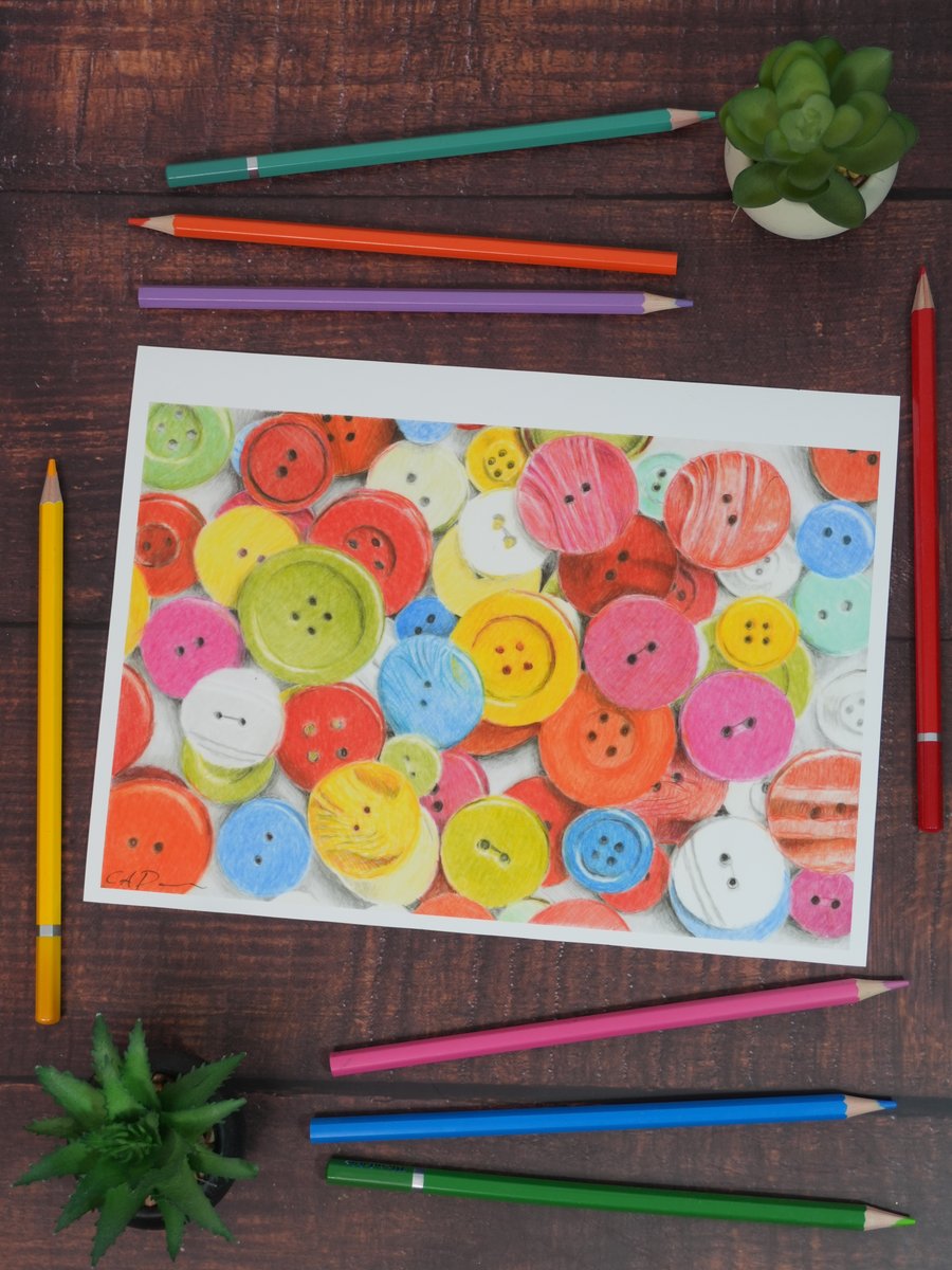 Perfectly Imperfect Giclee Fine Art Print of "Nana's Button Box" SAMPLE