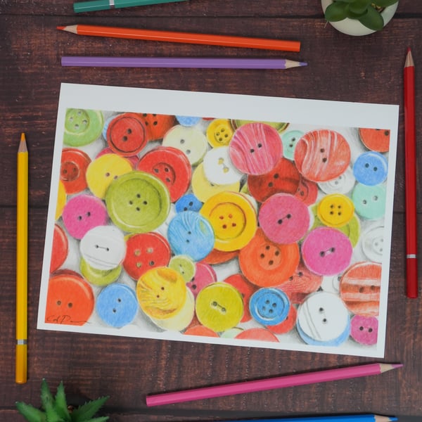 Perfectly Imperfect Giclee Fine Art Print of "Nana's Button Box" SAMPLE