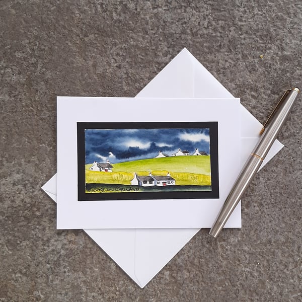My Best Value Handpainted Blank Cards. Any Occasion Card.  White Cottages. 