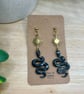 Celestial Snake Earrings, Gold or Silver, Handmade Polymer Clay Earrings  - Image 5
